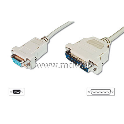 CAVO PER ADATTATORE MOUSE- PER PROLUNGA O PER MODEM (CAVO DRITTO) 9 FEMMINA 25 MASCHIO MT.2 (AK 125 2M)