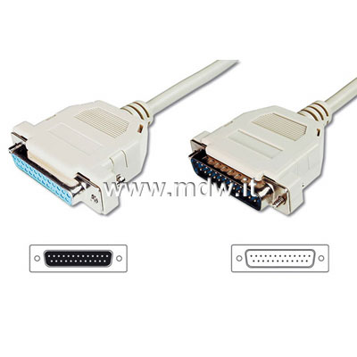 CAVO PROLUNGA PIN-TO-PIN (MODEM CABLE) CONNETTORI 25 POLI MASCHIO/FEMMINA MT.2 CUSTODIE APRIBILI (AK 404 2M)