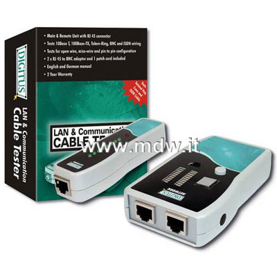 TESTER DI RETE PER CAVI RJ45 RJ11 RJ12 BNC - 18 LED ( DN-14001 )