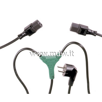 CAVO ALIMENTAZIONE DA SPINA TEDESCA SHUKO A DOPPIA PRESA FEMMINA IEC (SDOPPIATORE) MT.1.8 (AK  505/Y-G)