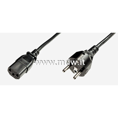 CAVO ALIMENTAZIONE 10/16 AMPERE 250 V-VDE SPINA DRITTA PRESA IEC DRITTA MT.1.8 (AK 533 2M)