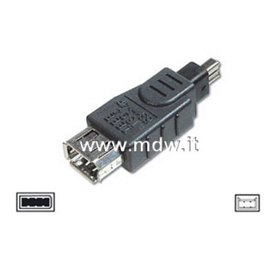 ADATTATORE IEEE 1394 FIREWARE 6 PIN FEMMINA 4 PIN MASCHIO (AB-1394-1)
