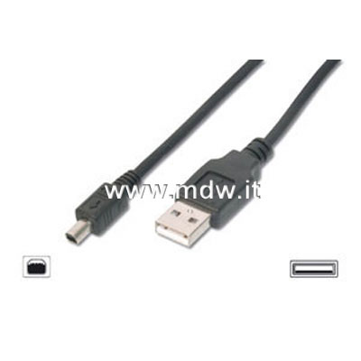 CAVO MINI USB B MASCHIO/ USB TIPO A MASCHIO PER USB 1.1 E 2.0  MT.3 (AK 670M-3)