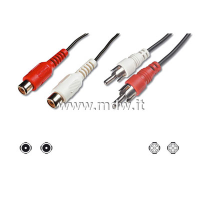 CAVO STEREO CONNETTORI 2 X CINCH MASCHIO/FEMMINA MT.5 (AK CHMF-050)