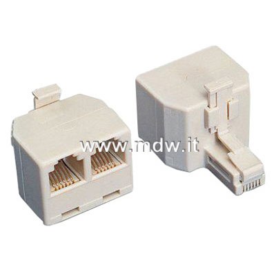 ADATTATORE TELEFONICO RJ 45 1X8 POLI MASCHIO 2X8 POLI FEMMINA
