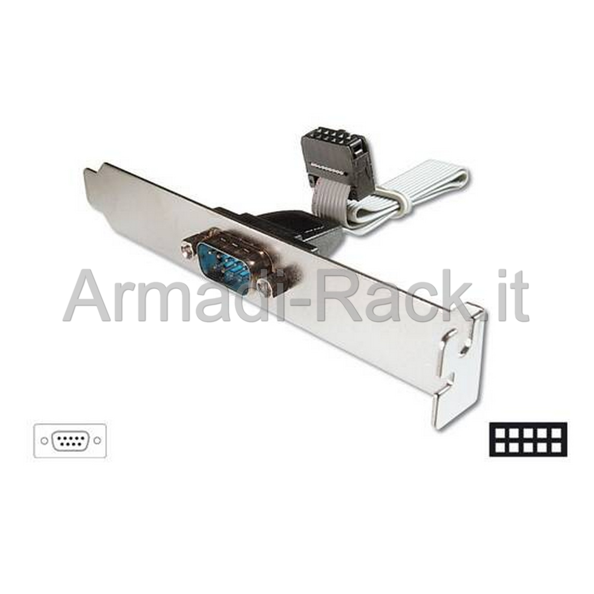 CAVO CON STAFFA METALLICA INTERNO/ESTERNO PORTA SERIALE RS232 9 POLI MASCHIO/IDC 10 PIN (AK 575 0.25M)