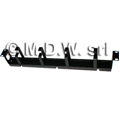 Recessed cable management bar 4 ring Black RAL9005 