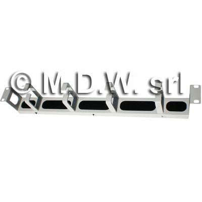 Recessed cable management bar 4 ring Grey RAL7035
