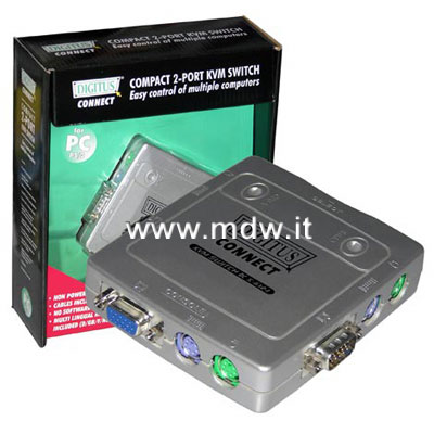 SWITCH AUTOMATICO PER TASTIERA E MOUSE PS2, VIDEO VGA CON 2 PC - SET CAVI INCLUSI (DC IC612I)