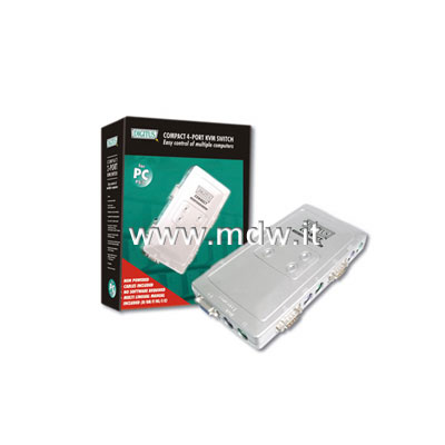 SWITCH AUTOMATICO PER TASTIERA E MOUSE PS2, VIDEO VGA CON 4 PC - SET CAVI INCLUSI (DC IC614I)