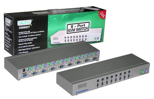DATA SWITCH ELETTRONICO 8 COMPUTER 1 POSTO DI LAVORO PS2/PS2/VGA - (DS-13111)
