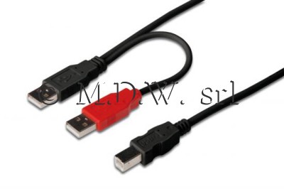 CAVO SDOPPIATORE USB 2.0 CON 2 CONNETTORI USB A MASCHIO - USB B MASCHIO