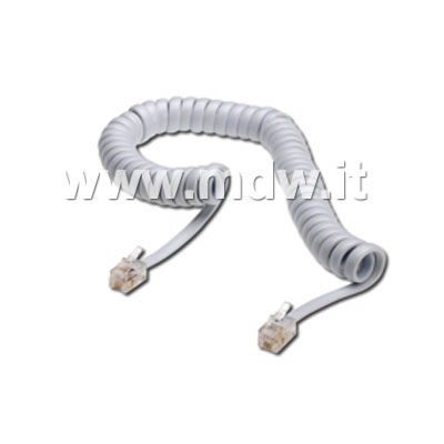 CAVO DI CONNESSIONE PER CORNETTA TELEFONICA A SPIRALE - MT. 2 - COLORE BIANCO