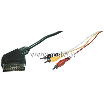 CAVO SCART VIDEO AUDIO 21 POLI MASCHIO - 3 x CINCH (RCA) - MT. 1,50