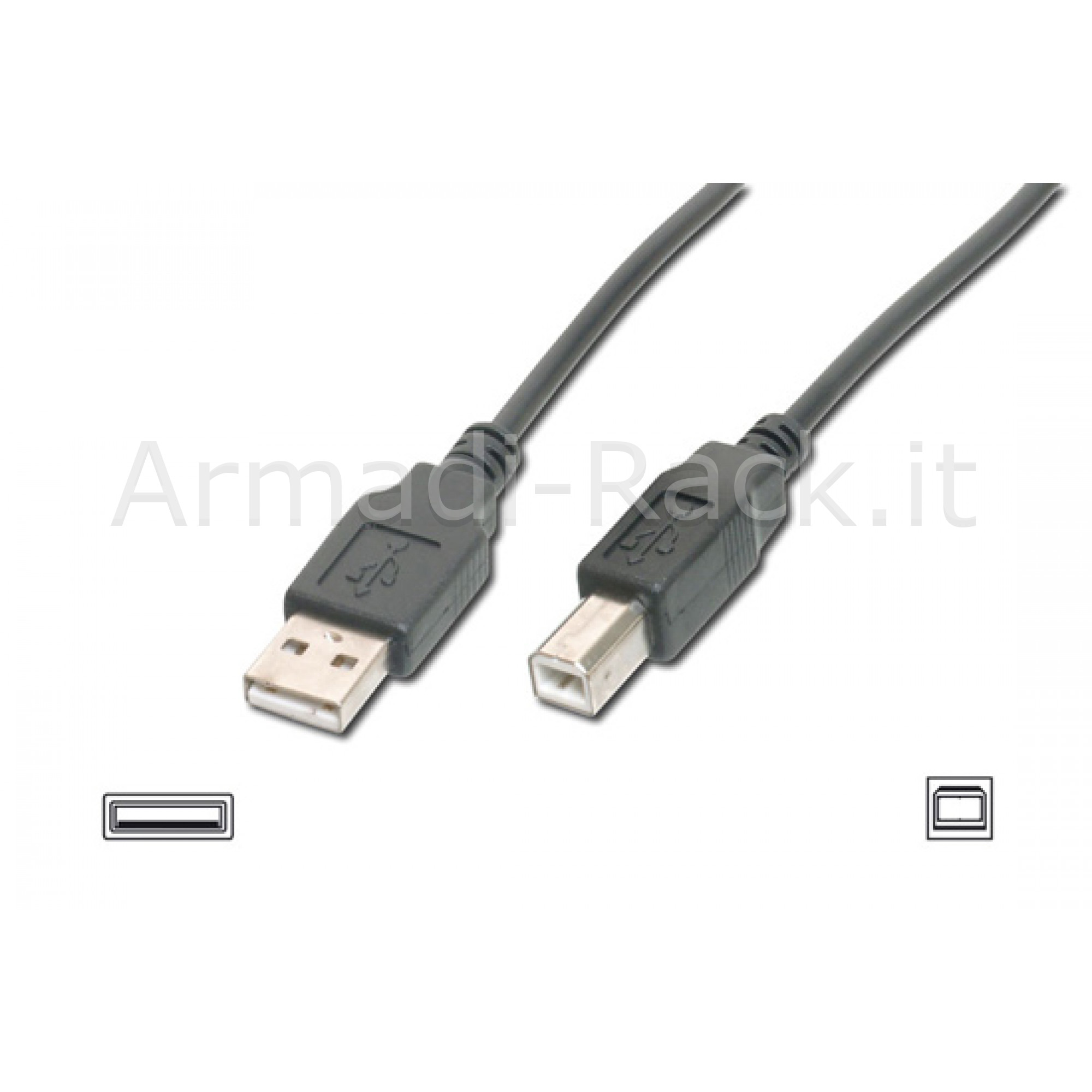 CAVO USB 2.0 CONNETTORI 1 X A MASCHIO - 1 X B MASCHIO MT. 1.80 COLORE NERO