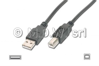 *CAVO USB 2.0 CONNETTORI 1 X A MASCHIO - 1 X B MASCHIO MT. 4,5 COLORE NERO