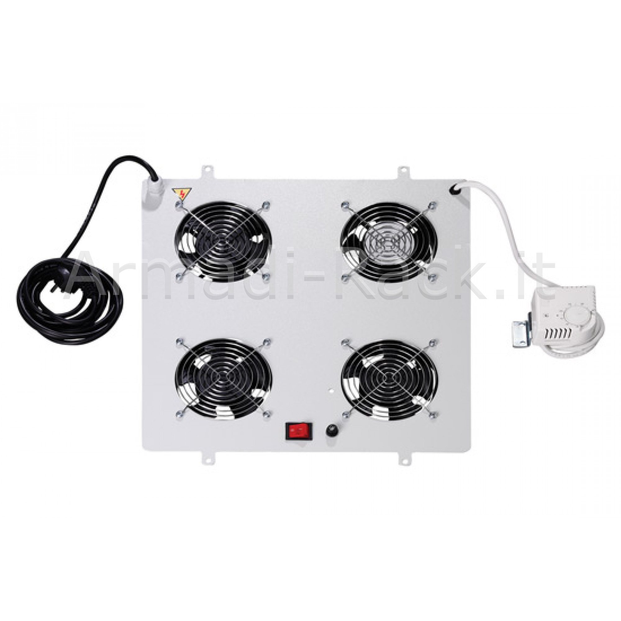 KIT 4 VENTOLE CON TERMOSTATO PROFONDITA' 500 MM. COLORE GRIGIO CHIARO PER ARMADI LINEA PROFESSIONALE (DN-19 FAN-4)