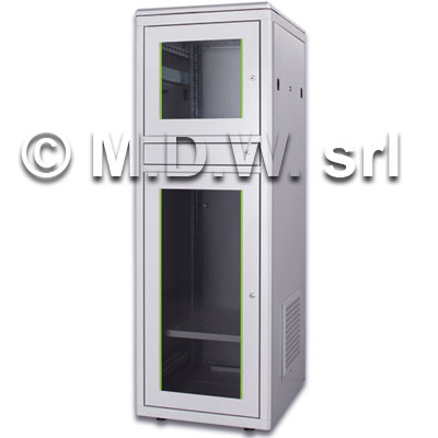 ARMADIO 36 UNITA' (A)1780 X (L)600 X (P) 800 MM. CON ALLOGGIAMENTI PER SERVER, TASTIERA E MONITOR COLORE GRIGIO CHIARO RAL7035 (DN-19 36U-6/8-PC)