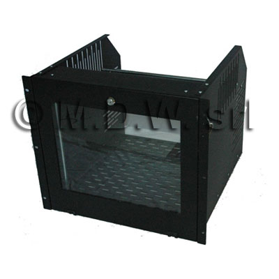FRAME 19 PER MONITOR CRT/TFT 15 - 17 SPORTELLO IN PLEXIGLASS 9 UNITA' NERO RAL 9005 mm. (L/A/P) 485X500X400