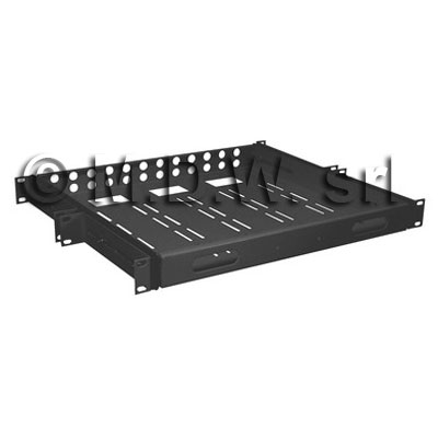 Ripiano estraibile su binari telescopici completo di guide, superficie di appoggio 430 x 600 mm 1 unit� per armadio Rak 19'' profondo 800 mm colore nero RAL9005 