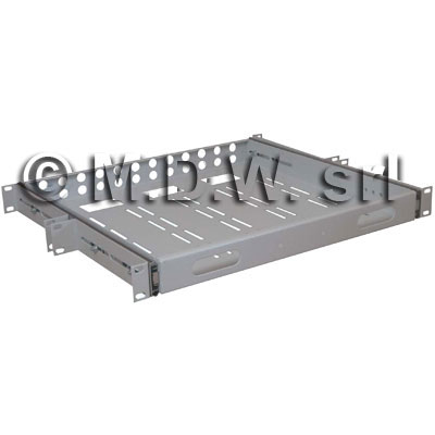 Ripiano estraibile su binari telescopici completo di guide, superficie di appoggio 430 x 800 mm 1 unit� per armadio Rak 19'' profondo 1000mm colore grigio RAL7035
