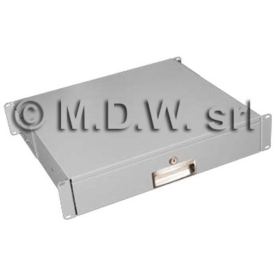 Cassetto estraibile porta documenti completo di serratura e maniglia cromata, 15/10, 2 unit� rack 