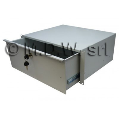 Cassetto estraibile porta documenti completo  maniglia cromata, 12/10, 3 unit� rack 