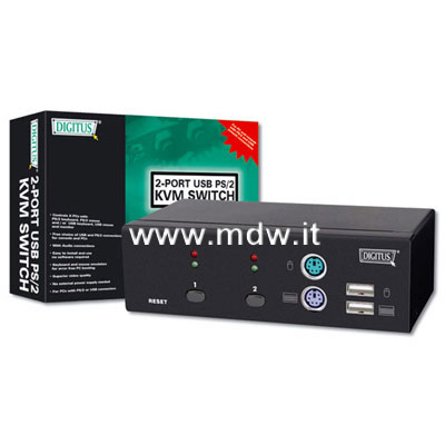 COMBO-KVM SWITCH 1 UTENTE - 2 PC (PS2 O USB) CON DUE SET DI CAVI INCLUSI