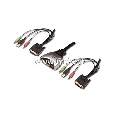 MINI SWITCH MONITOR DVI - TASTIERA E MOUSE USB - 1 UTENTE E 2 PC CON AUDIO