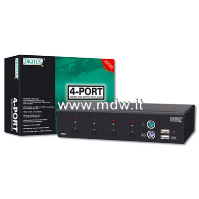 COMBO-KVM SWITCH 1 UTENTE, 4 PC (PS2 o USB), CON AUDIO