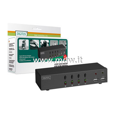 DATA SWITCH KVM COMBO 1 UTENTE (USB) 4 PC (USB) CON AUDIO