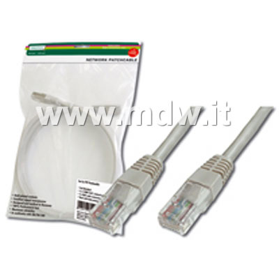 CAVO RETE UTP CAT. 5E NON SCHERMATO - LUNGHEZZA MT. 0,5 - COLORE GRIGIO