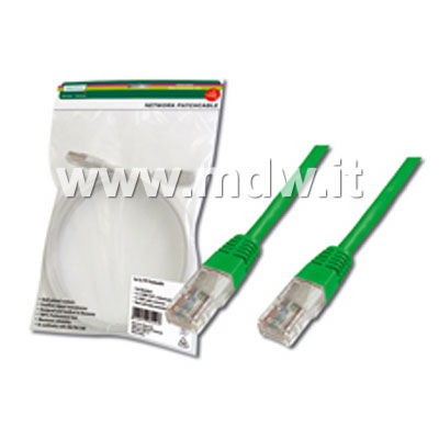 CAVO RETE UTP CAT. 5E NON SCHERMATO - LUNGHEZZA MT. 0,5 - COLORE VERDE