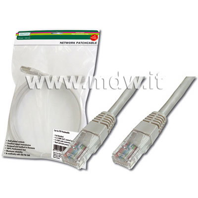 CAVO RETE UTP CAT. 5E NON SCHERMATO - LUNGHEZZA MT. 1 - COLORE GRIGIO