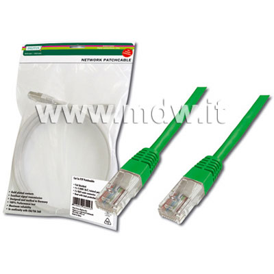 CAVO RETE UTP CAT. 5E NON SCHERMATO - LUNGHEZZA MT. 1 - COLORE VERDE