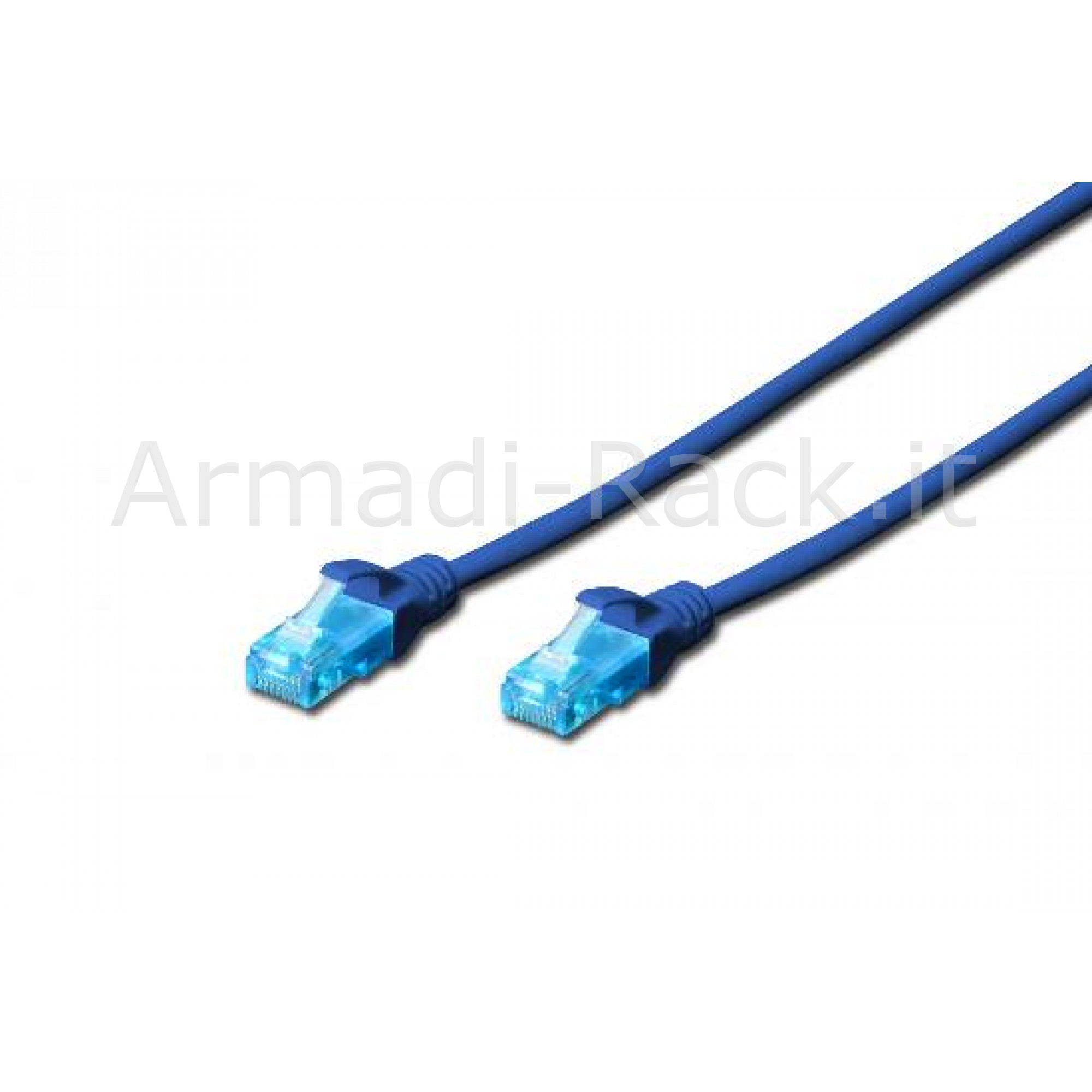 CAVO RETE UTP CAT. 5E NON SCHERMATO - LUNGHEZZA MT. 2 - COLORE BLU -