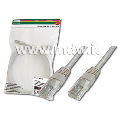 CAVO RETE UTP CAT. 5E NON SCHERMATO - LUNGHEZZA MT. 2 - COLORE GRIGIO