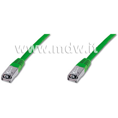 CAVO RETE FTP CAT. 5E SCHERMATO - LUNGHEZZA MT. 2 - COLORE VERDE