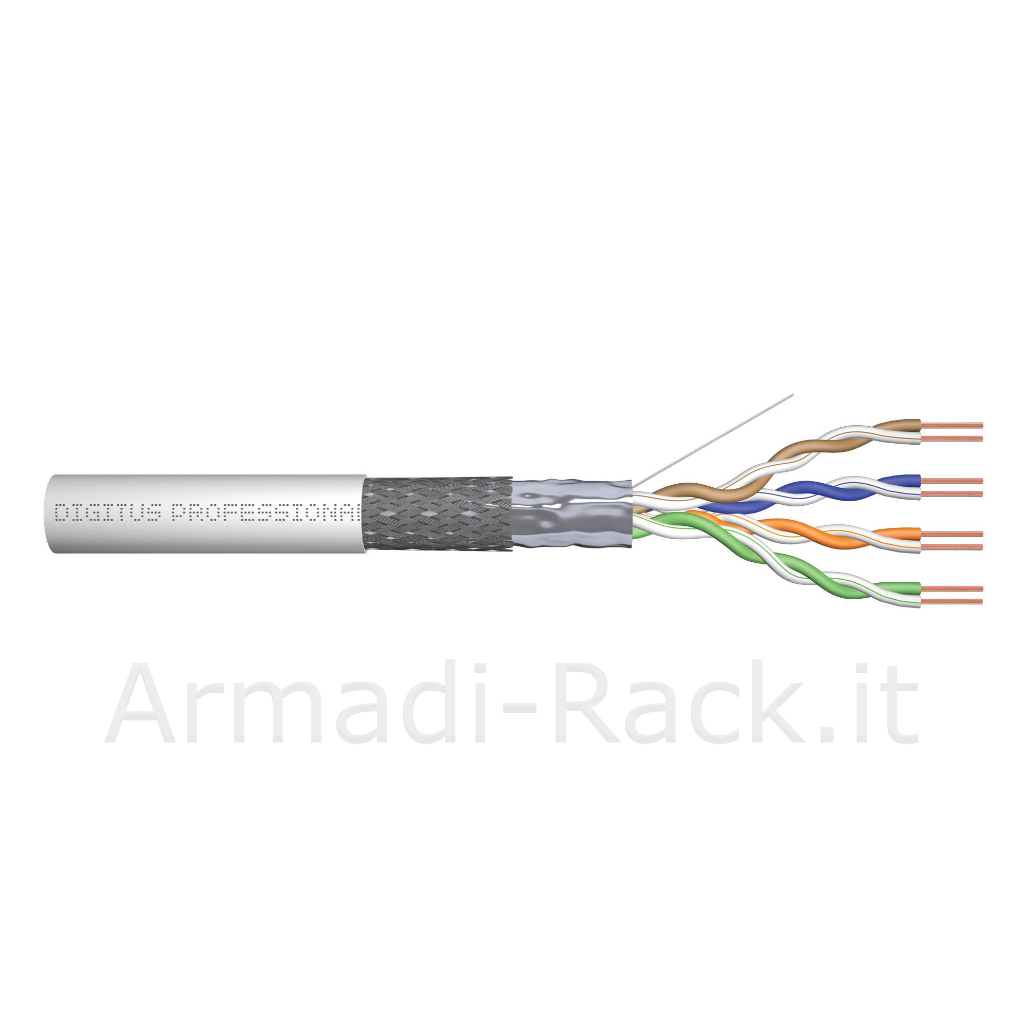 CAVO SOLIDO SF-UTP PER RETI CATEGORIA 5E- 4 COPPIE 8 POLI DOPPIA SCHERMATURA AWG 24 MATASSA MT.100 (AL METRO)