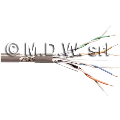 CAVO SOLIDO SF-UTP PER RETI CATEGORIA 5E - 4 COPPIE 8 POLI DOPPIA SCHERMATURA AWG 24 HALOGEN FREE LSOH MATASSA MT. 100 (AL METRO)