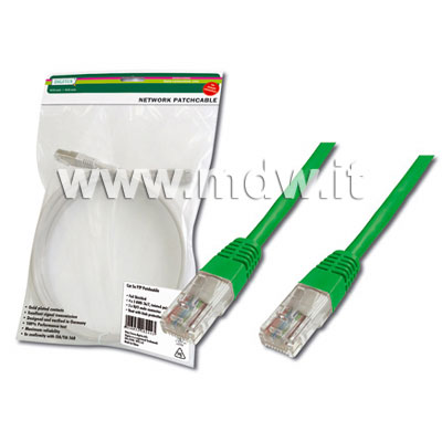 CAVO RETE UTP CAT. 6 NON SCHERMATO COLORE VERDE - LUNGHEZZA MT. 0,50