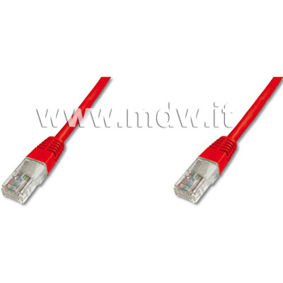 CAVO RETE UTP CAT. 6 NON SCHERMATO COLORE ROSSO - LUNGHEZZA MT. 0,50
