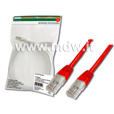 CAVO RETE UTP CAT. 6 NON SCHERMATO - COLORE ROSSO - LUNGHEZZA MT. 1