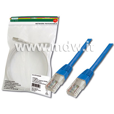 CAVO RETE UTP CAT. 6 NON SCHERMATO - COLORE BLU - LUNGHEZZA MT. 2