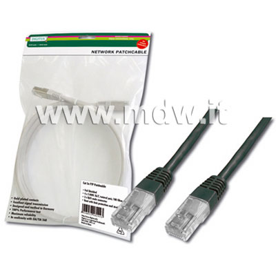 CAVO RETE UTP CAT. 6 NON SCHERMATO - COLORE NERO - LUNGHEZZA MT. 2