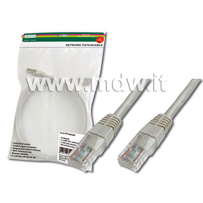 CAVO RETE UTP CAT. 6 NON SCHERMATO - COLORE GRIGIO - LUNGHEZZA MT. 2