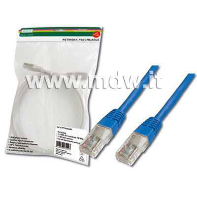 CAVO RETE UTP CAT. 6 NON SCHERMATO  - COLORE BLU - LUNGHEZZA MT. 3