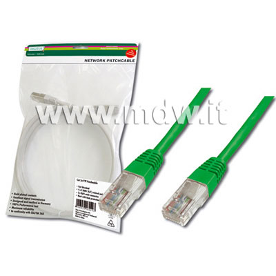 CAVO RETE UTP CAT. 6 NON SCHERMATO - COLORE VERDE - LUNGHEZZA MT. 5