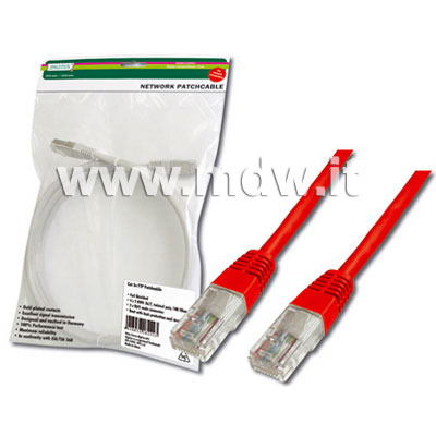 CAVO RETE UTP CAT. 6 NON SCHERMATO-COLORE ROSSO-LUNGHEZZA MT.5