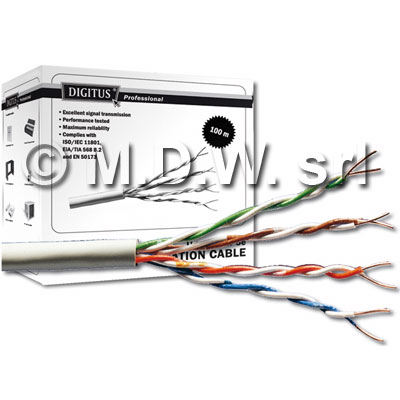 CAVO FLESSIBILE UTP PER RETI CATEGORIA 6- 4 COPPIE 8 POLI NON SCHERMATO AWG 24 MATASSA MT.100 (AL METRO)